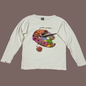 Vintage 90s Maze Garden Palette Cream Crewneck Long Sleeve USA Unisex